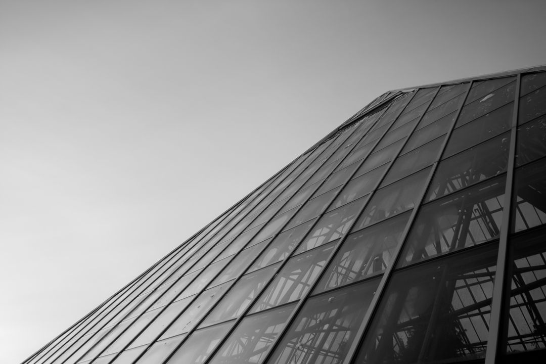 Modern Glass Architecture with Geometric Patterns in Black and White - Free Images, Stock Photos and Pictures on Pikwizard.com
