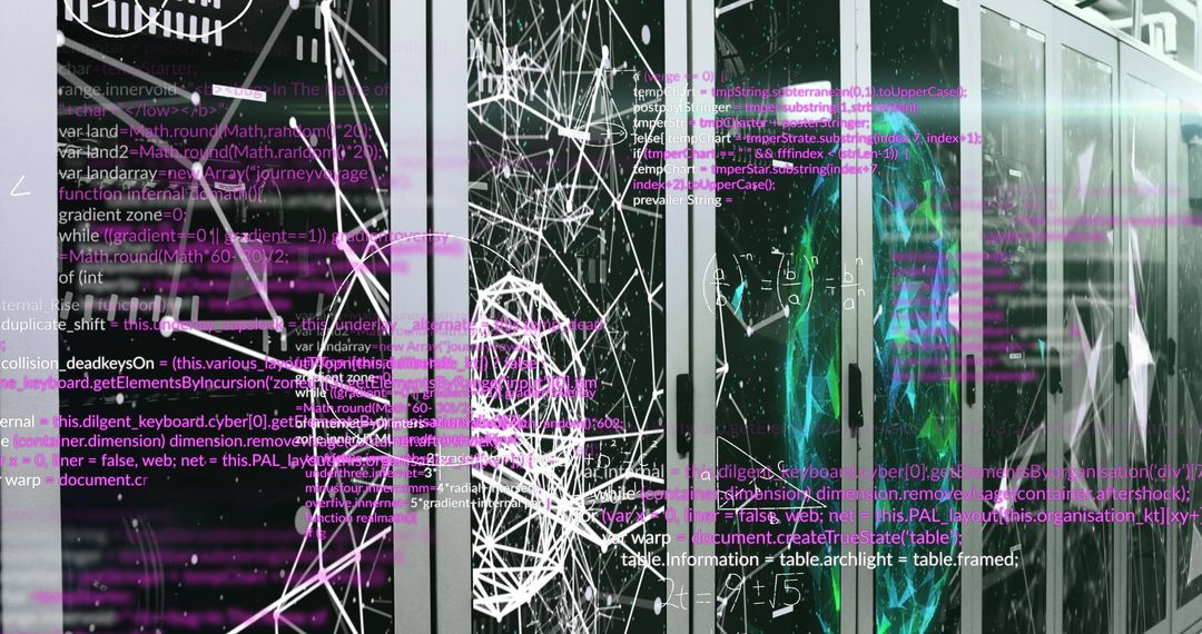 Futuristic Data Center Server with Streaming Code and Graphics