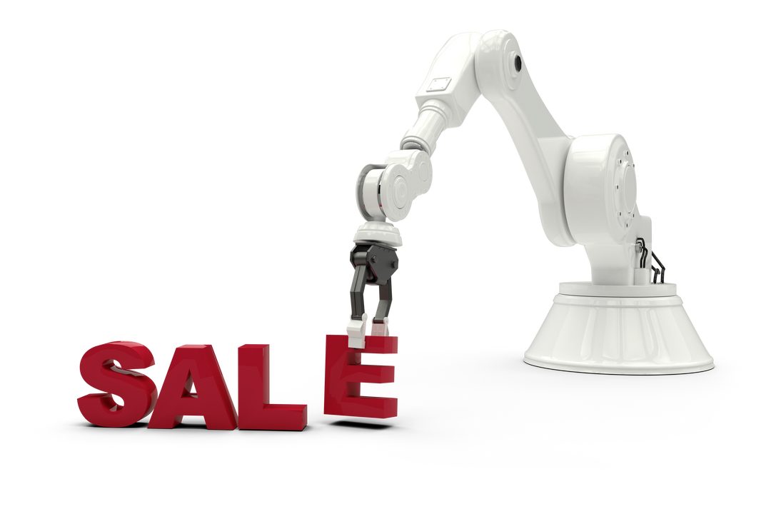 Transparent Robotic Arm Manipulating SALE Letters on White Background - Download Free Stock Images Pikwizard.com