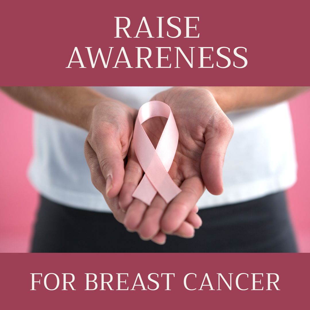 Hands Holding Pink Ribbon for Breast Cancer Awareness Promotion - Download Free Stock Templates Pikwizard.com