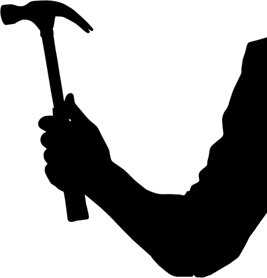 Transparent Silhouette of Hand Holding Hammer