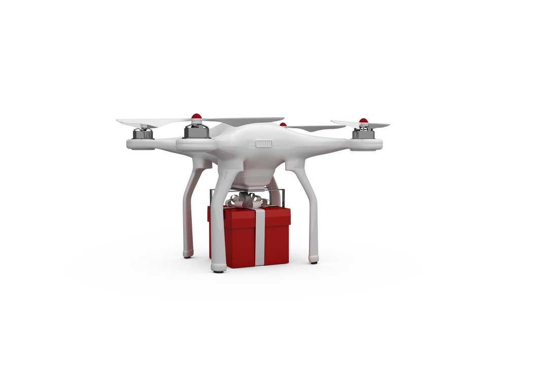 Drone Delivering Red Gift on Transparent Background - Download Free Stock Images Pikwizard.com