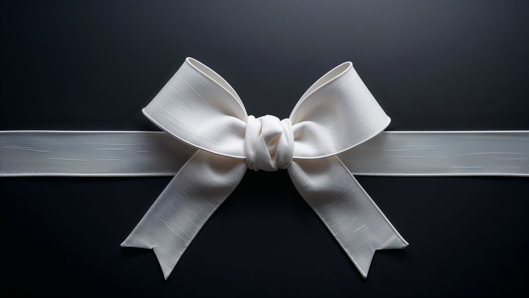 White Satin Ribbon Bow on Elegant Dark Background
