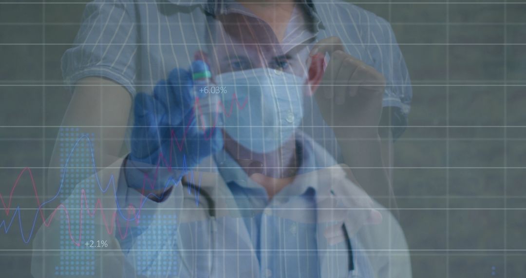 Doctor Analyzing Data with Virtual Chart in Laboratory