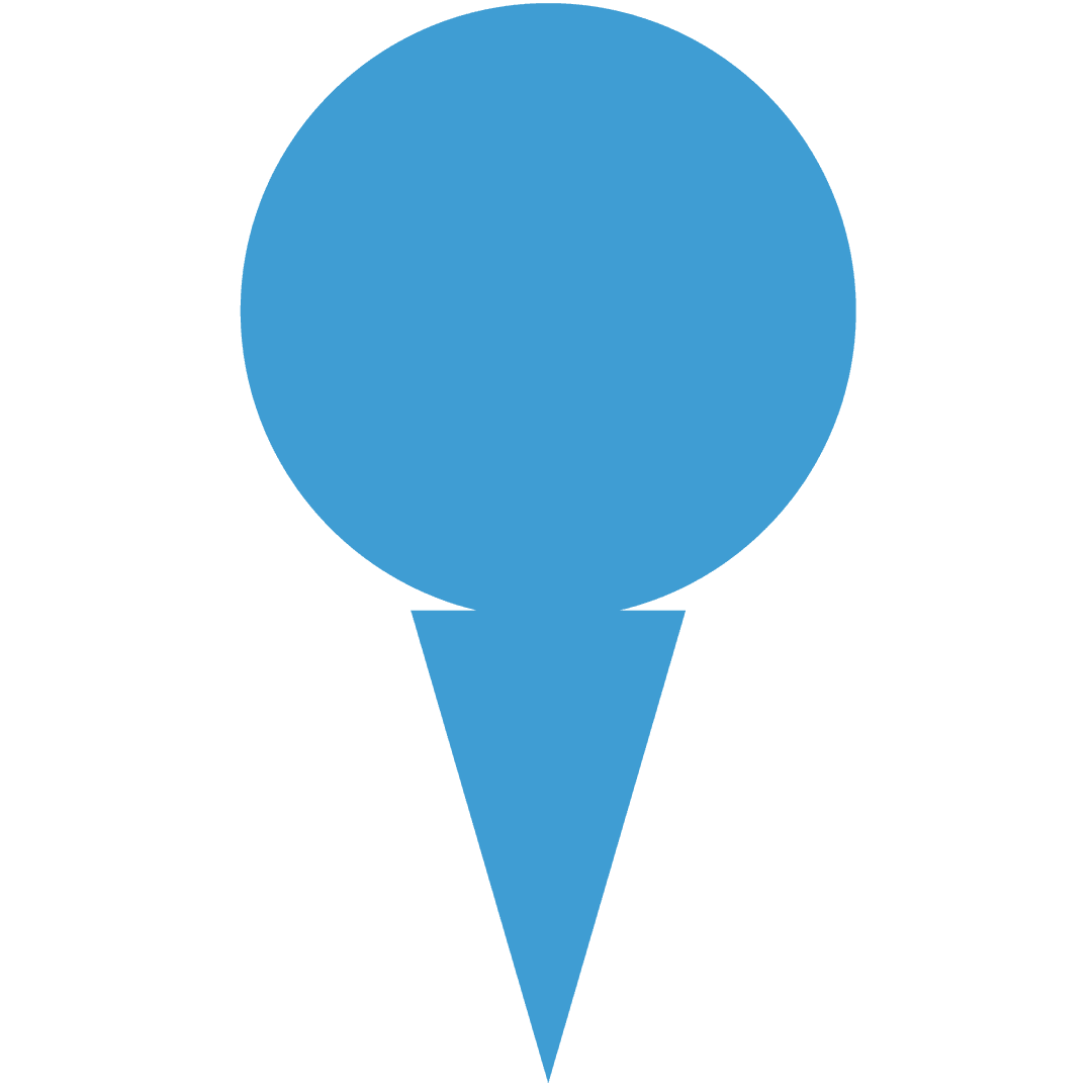 Geometric Blue Dot with Pin Shape on Transparent Background