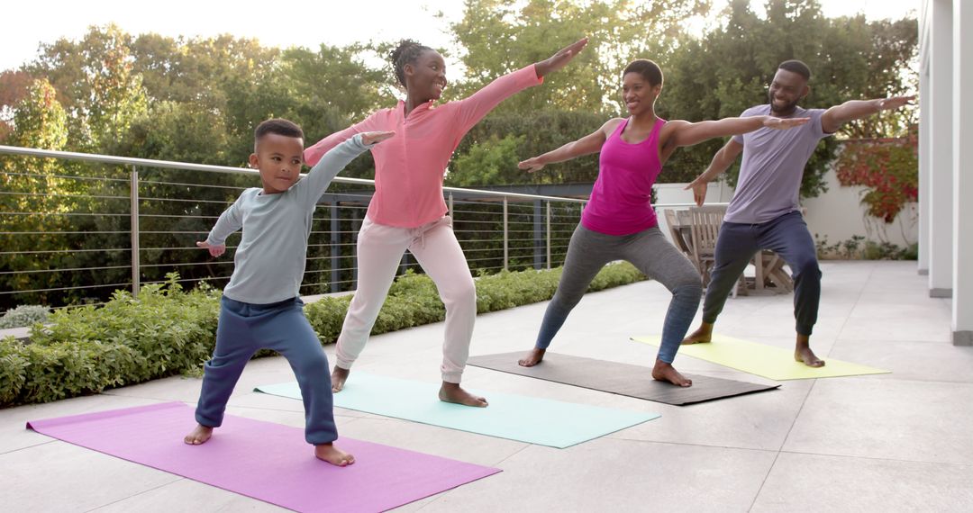 African American Family Practicing Yoga Outdoors - Free Images, Stock Photos and Pictures on Pikwizard.com