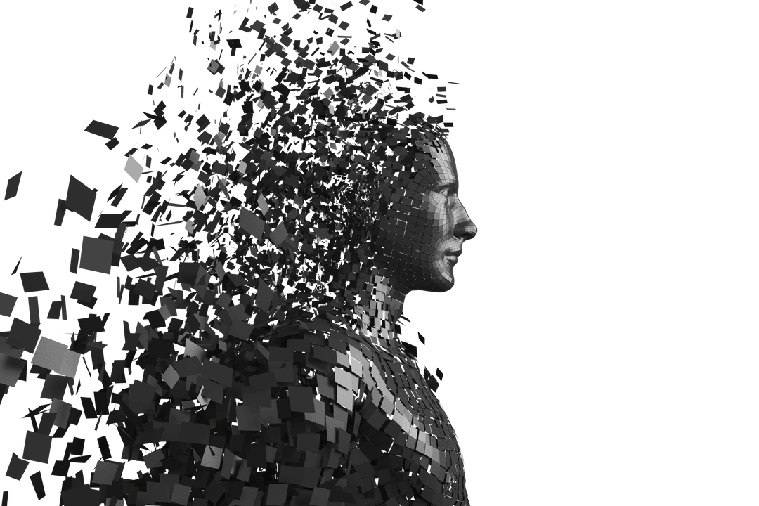 Profile of Transparent Pixelated 3D Male Figure