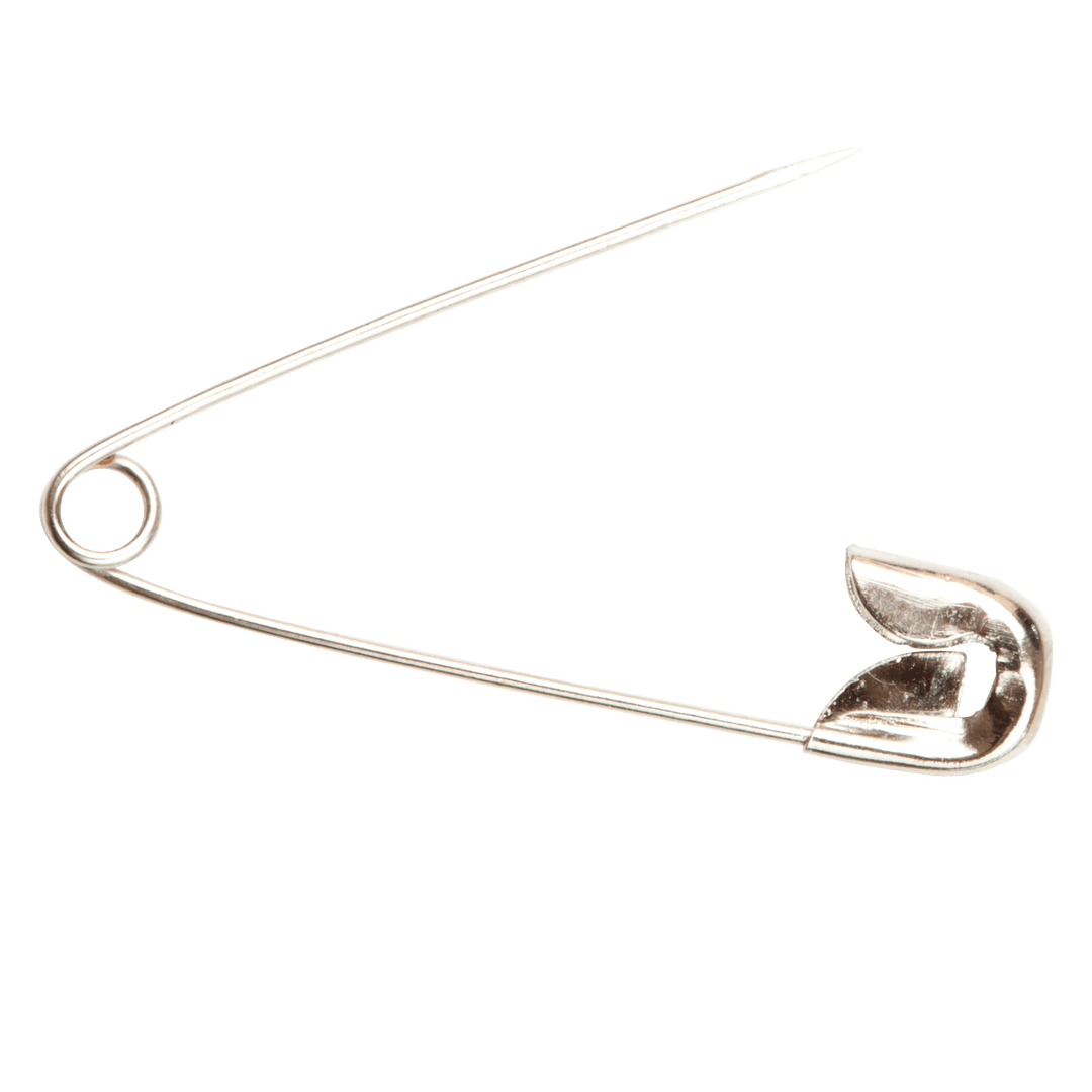 Open Silver Safety Pin with Transparent Background