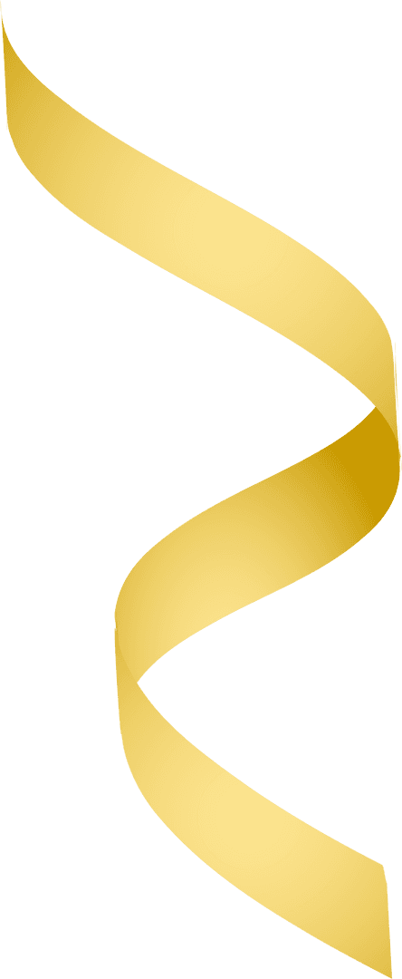 Golden Ribbon Curl Spiral on Transparent Background