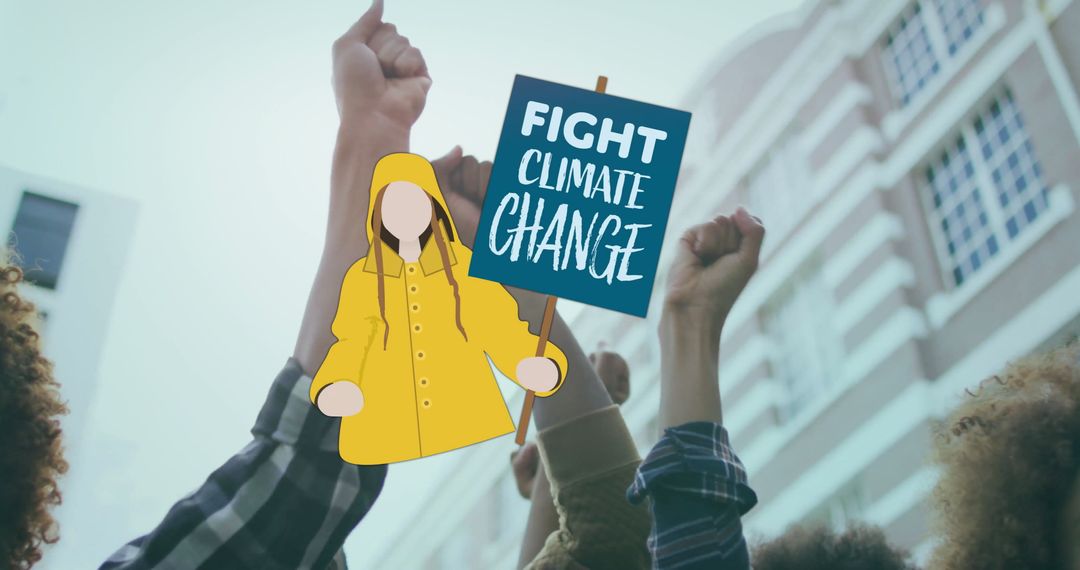 Protesters Demonstrating against Climate Change with Placard