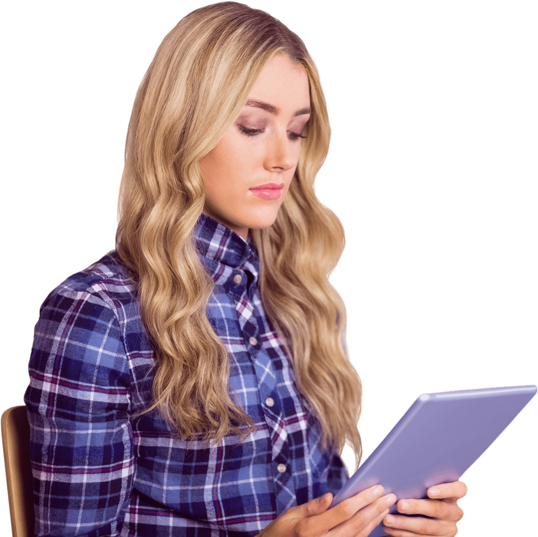 Transparent Background Businesswoman With Tablet