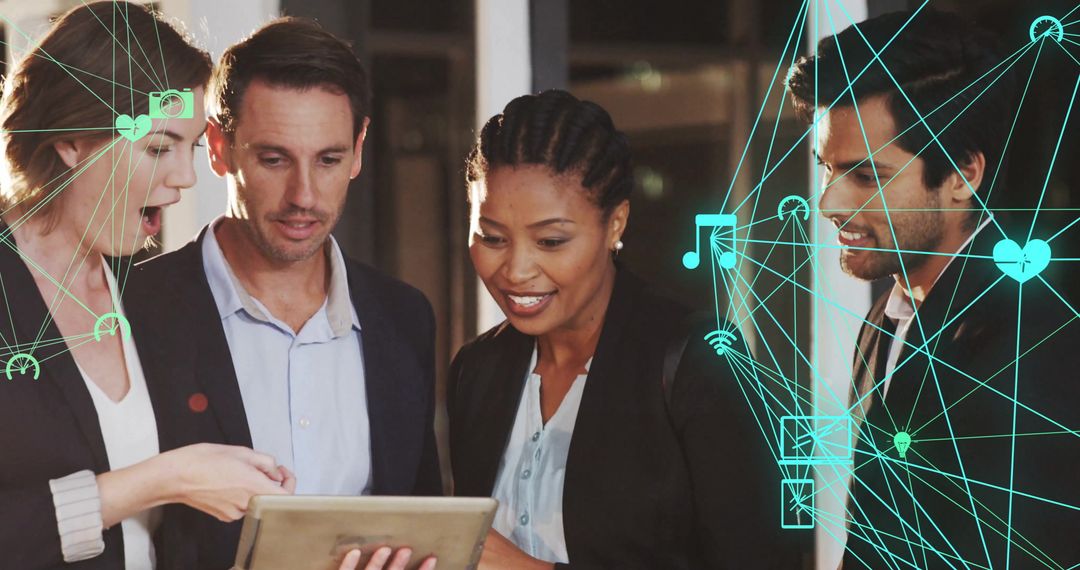 Business Team Collaborating with Digital Network