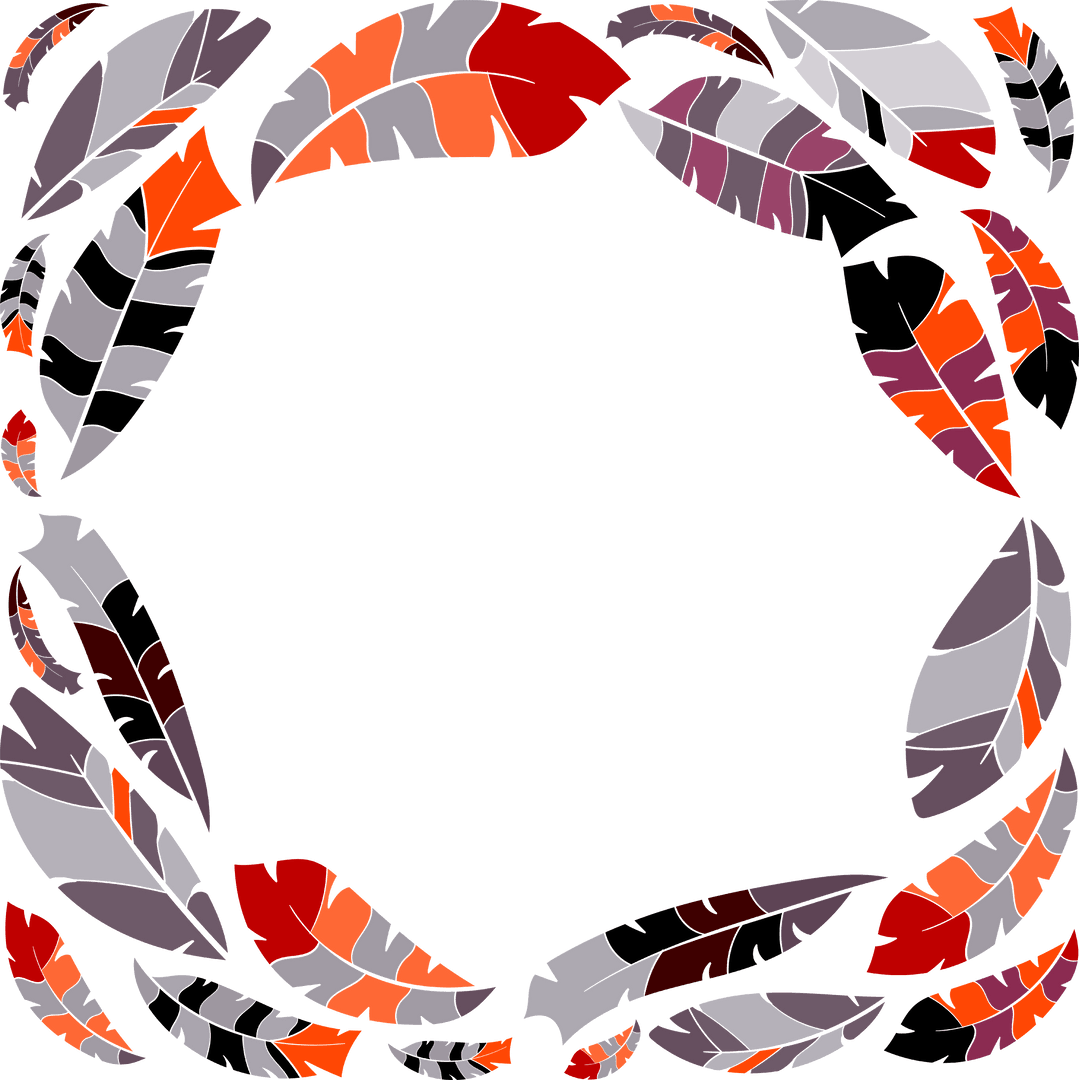 Vibrant Leaves Circular Wreath on Transparent Background