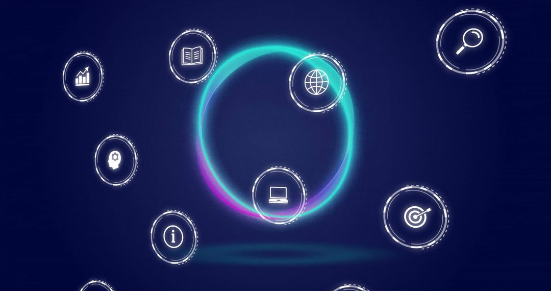 Futuristic Digital Symbols Floating in Space