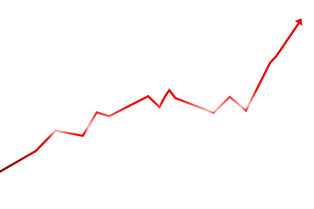 Red Upward Arrow Illustrating Growth on Transparent Background