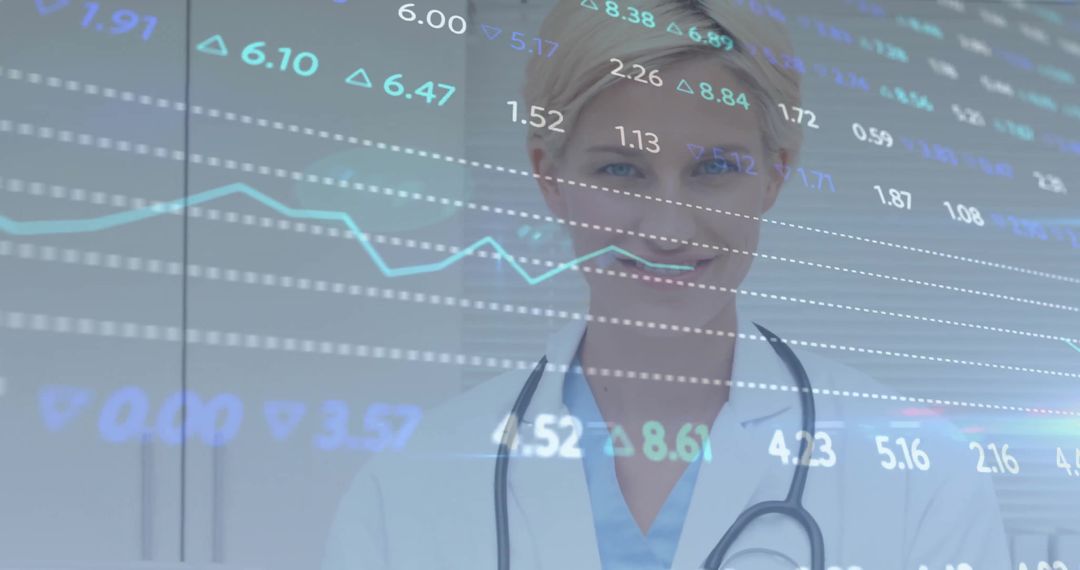 Female Doctor Collaborates with Digital Data Technology