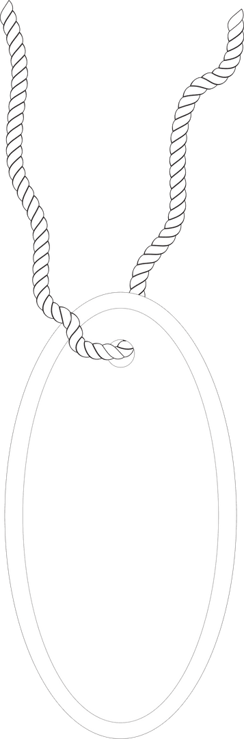 White Oval Label With Twine on Transparent Background