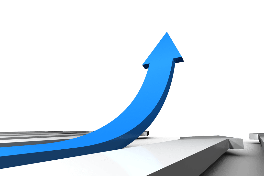 Dynamic Blue Arrow on Transparent Background Symbolizing Growth