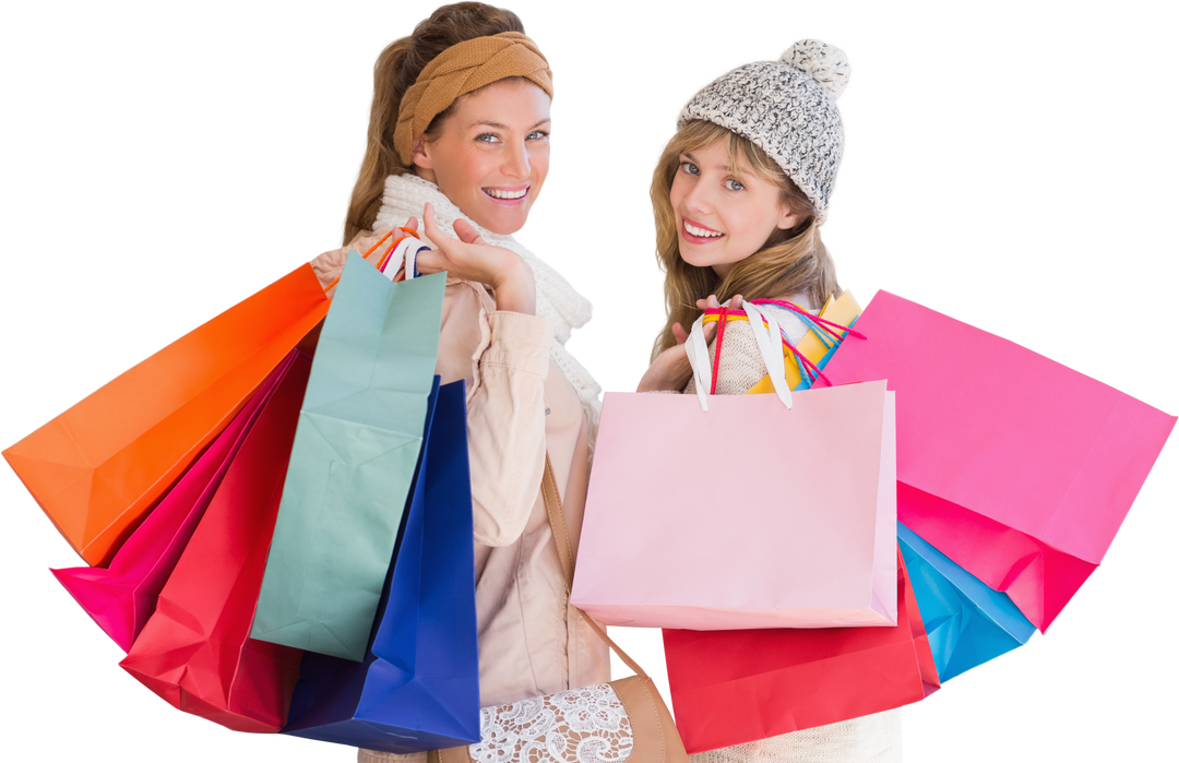 Transparent Women Smiling with Colorful Shopping Bags at Mall - Download Free Stock Images Pikwizard.com