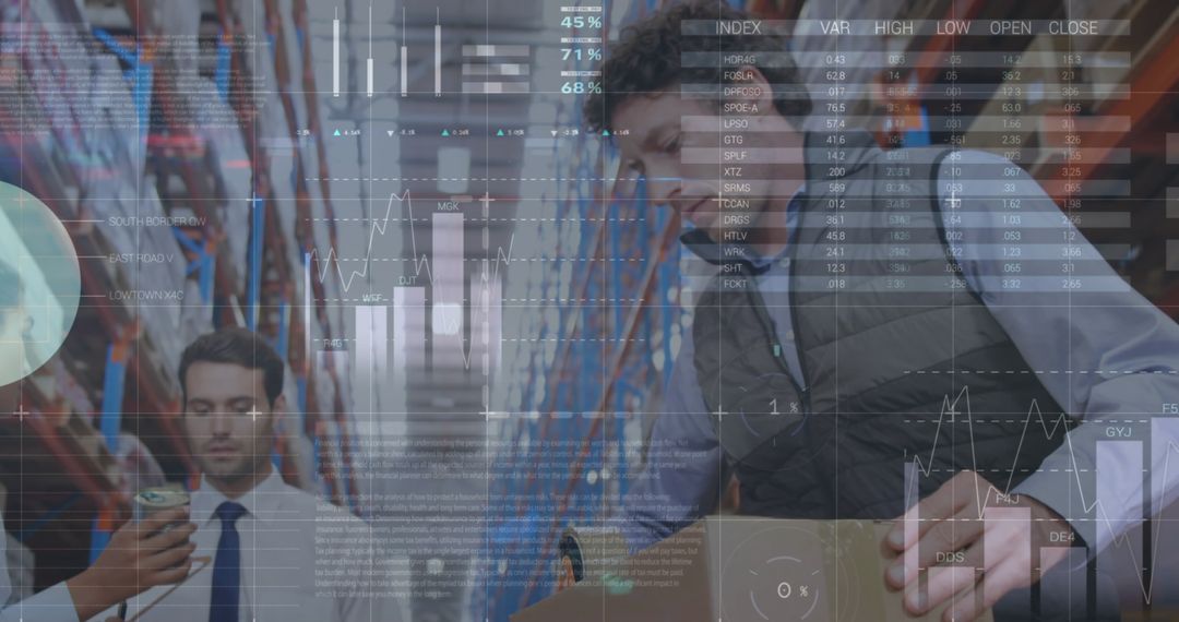 Warehouse Supervisor Analyzing Data and Packing Boxes