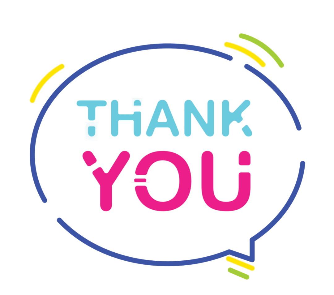 Colorful Thank You Text Bubble on Transparent Background