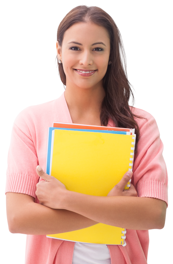 Smiling Student Holding Colorful Notebooks on Transparent Background - Download Free Stock Images Pikwizard.com