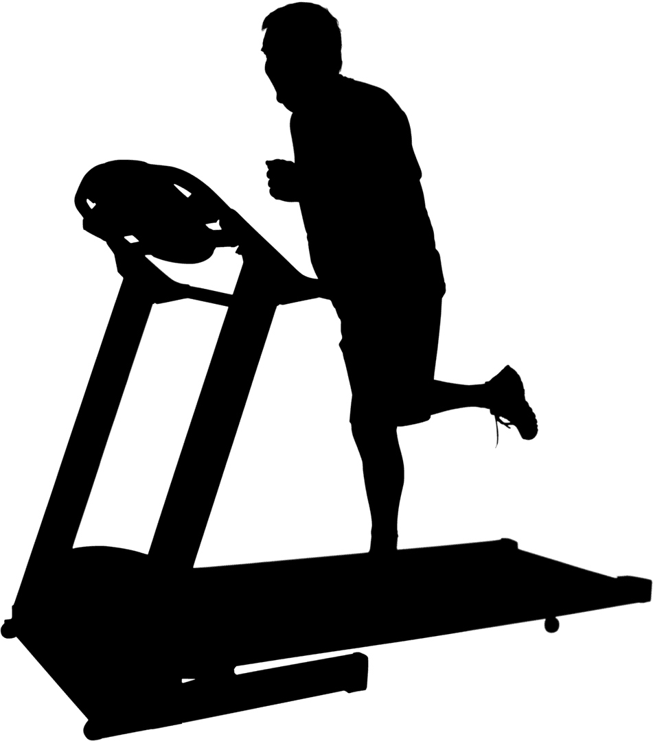 Transparent Silhouette of Man Running on Treadmill