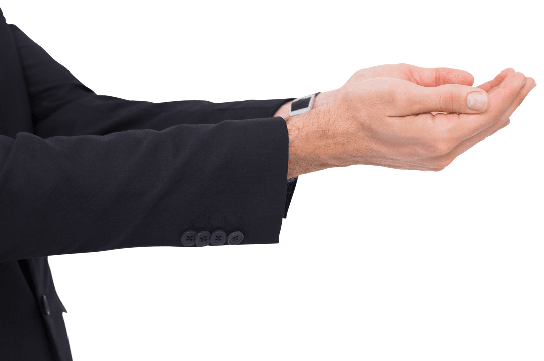 Transparent Businessman Hands Extending for Presentation