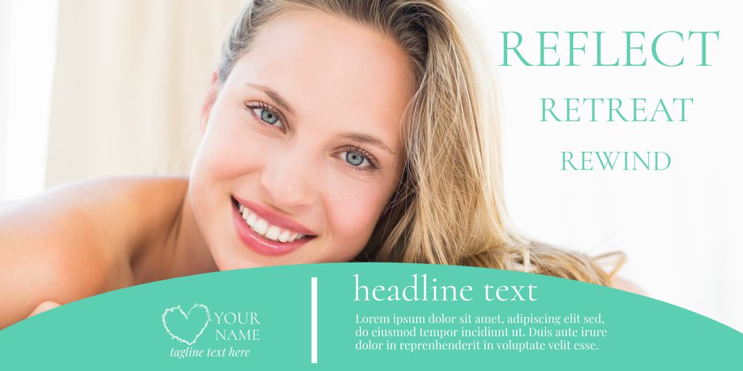 Smiling Woman Promotes Wellness and Tranquility for Spa Retreat