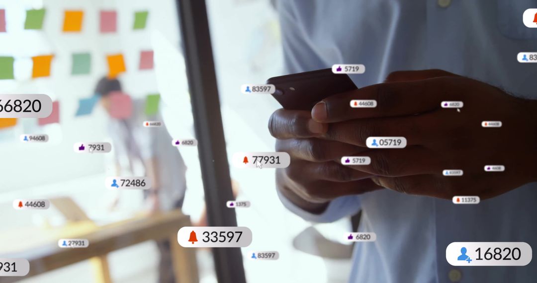 Businessman Analyzing Social Media Metrics on Smartphone