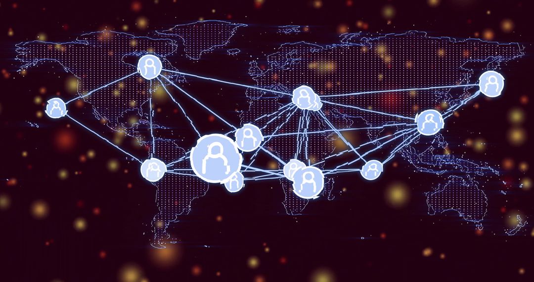 Digital Global Connectivity with Networked Avatar Icons Overlay