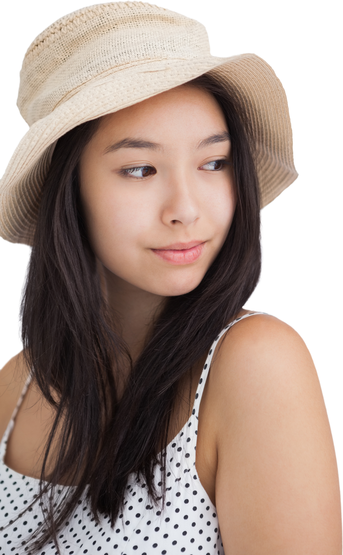 Transparent Background Woman Wearing Straw Hat Looking Aside - Download Free Stock Images Pikwizard.com