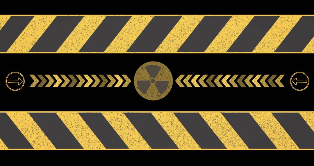 Nuclear Warning Symbol on Striped Background