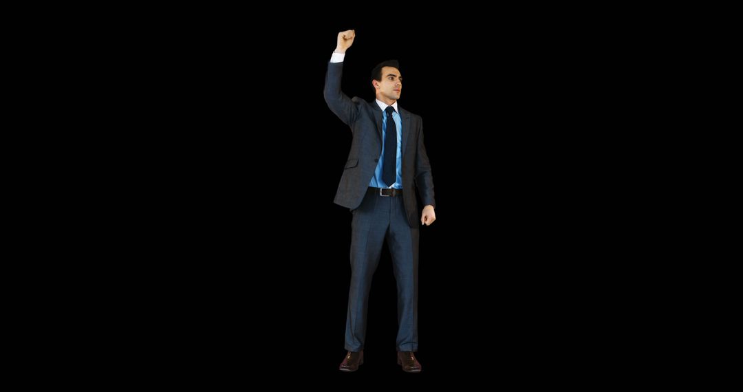 Confident Businessman Celebrating Success on Black Background - Free Images, Stock Photos and Pictures on Pikwizard.com