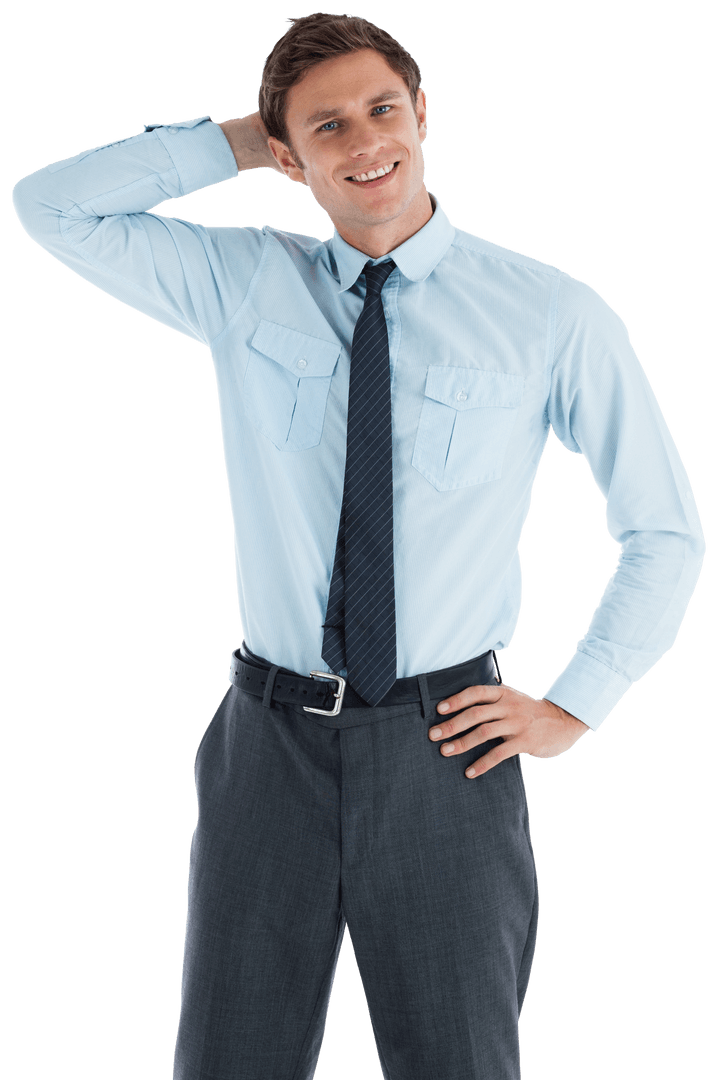 Transparent Smiling Businessman In Formal Attire