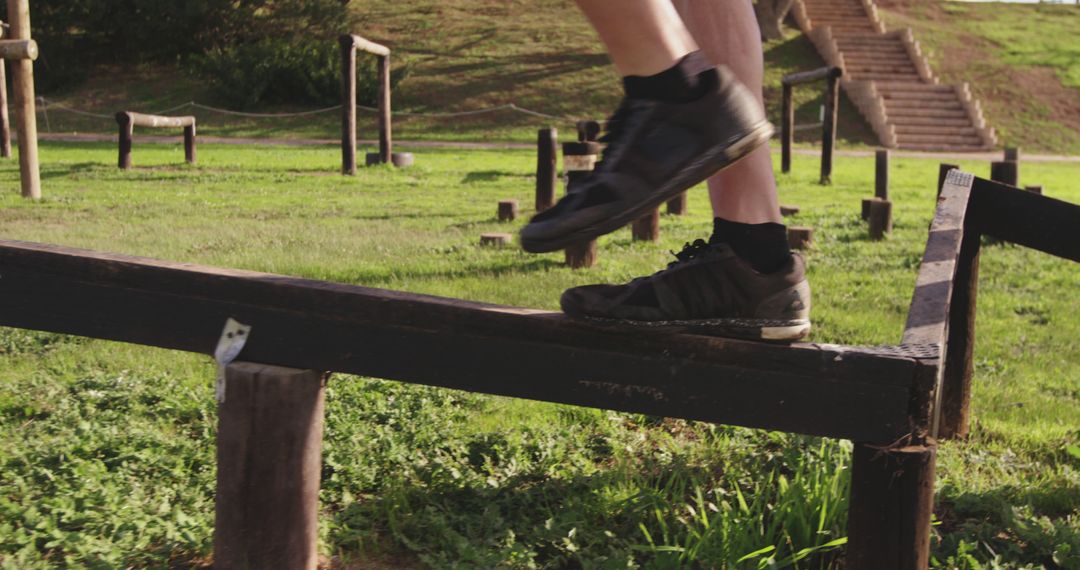 Person Balancing on Beam in Outdoor Park - Free Images, Stock Photos and Pictures on Pikwizard.com