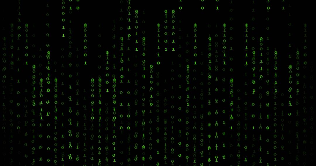 Green Binary Code on Black Matrix Background