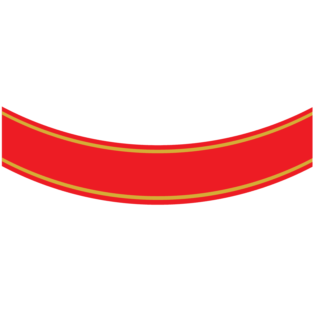 Abstract Red and Gold Curved Shape on Transparent Background