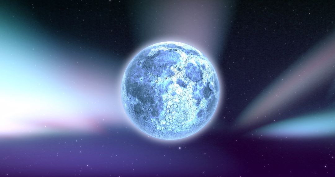 Glowing Planet with Dynamic Light Streaks in Starlit Space