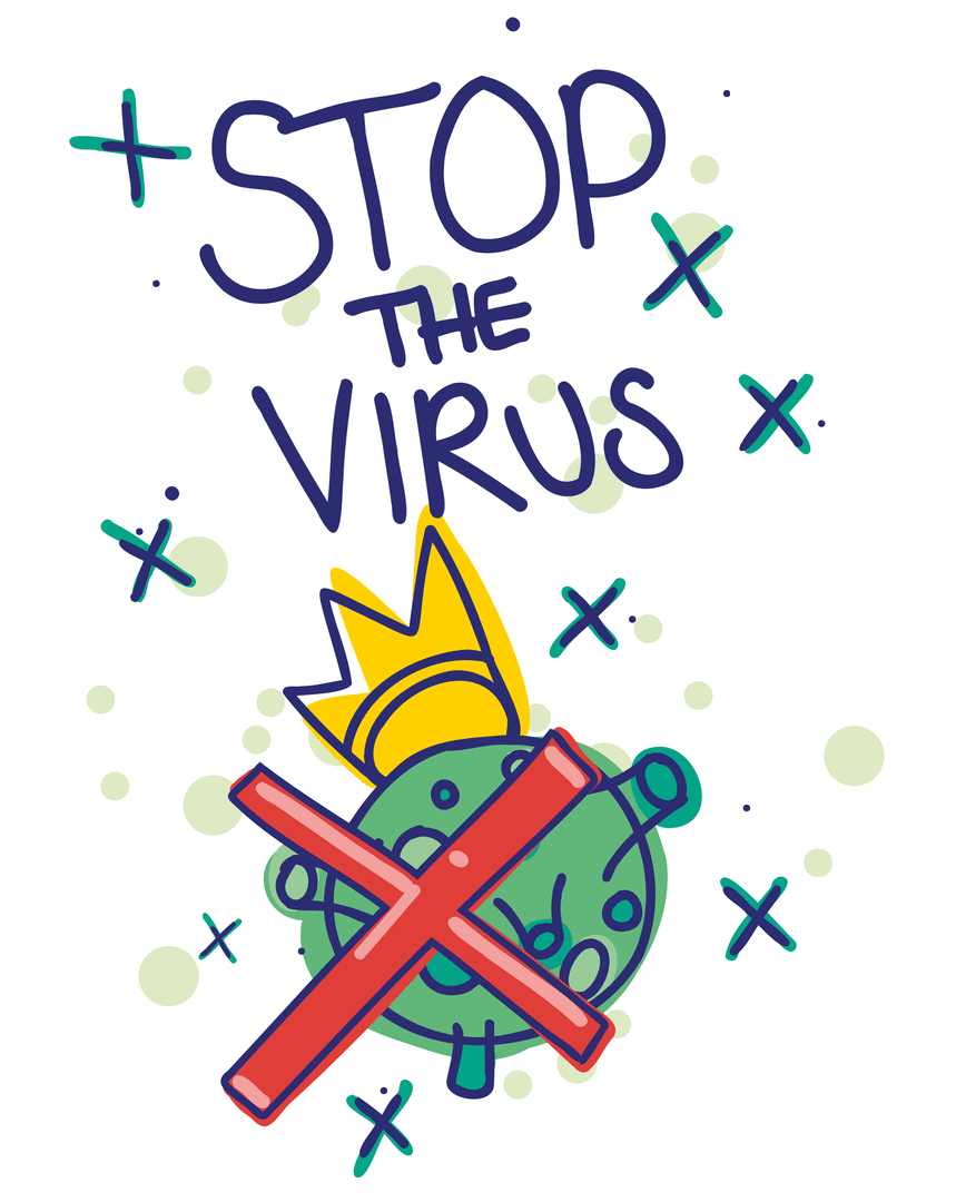 Stop the Virus Illustration on Transparent Background