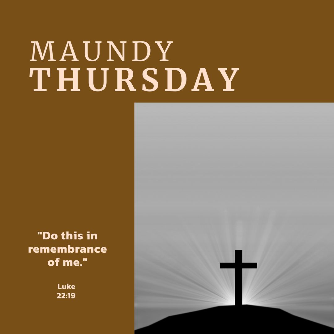 Maundy Thursday Symbol with Cross and Radiating Light