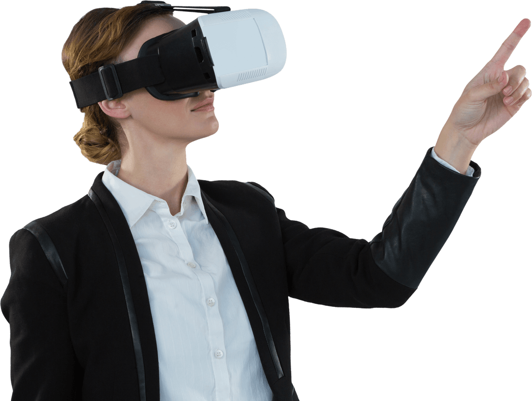 Confident Person Exploring Virtual Reality on Transparent Background