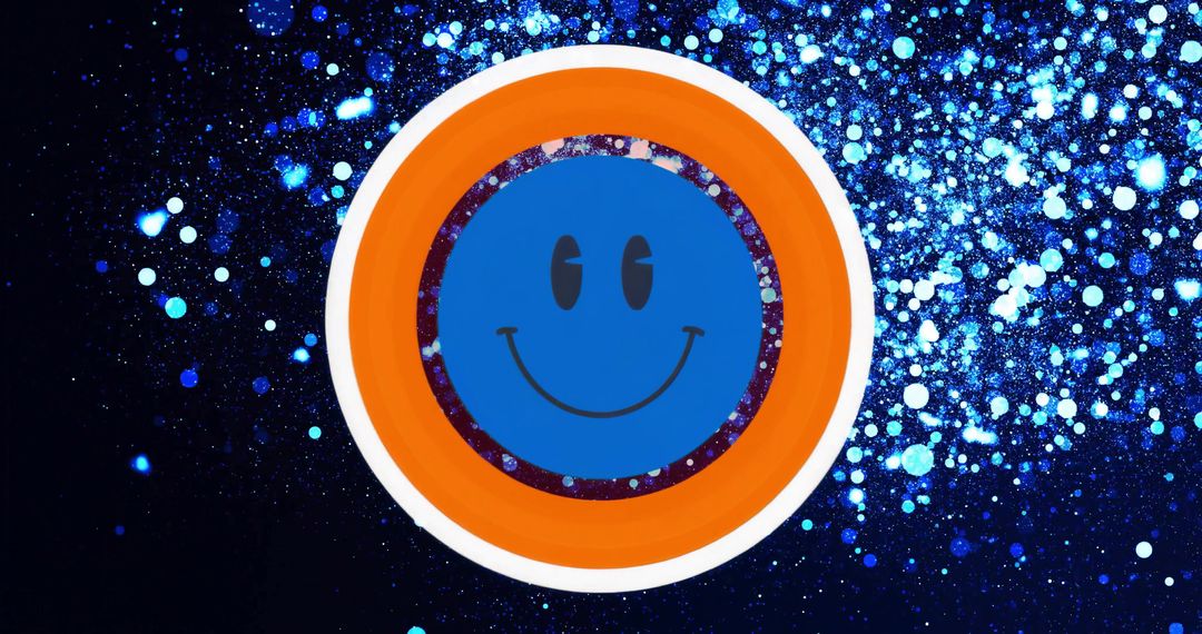 Vibrant Smiling Emblem with Neon Light Effects