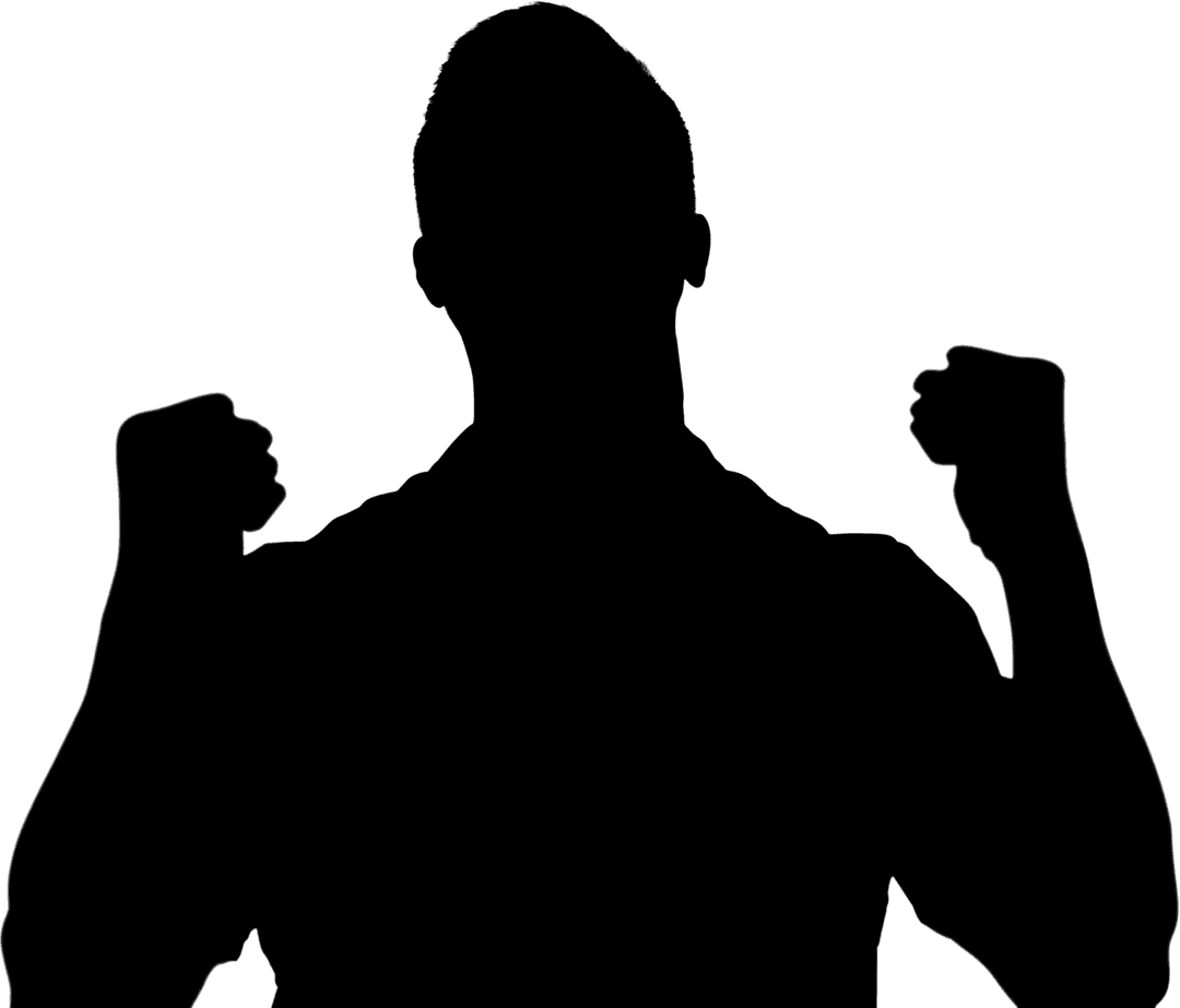 Transparent Athlete Posing with Clenched Fists