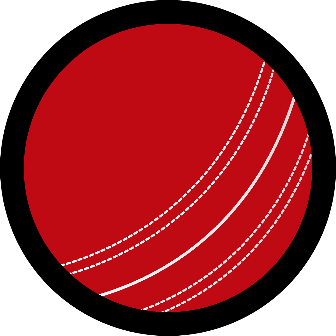 Transparent Red Cricket Ball with White Seam in Vector Style