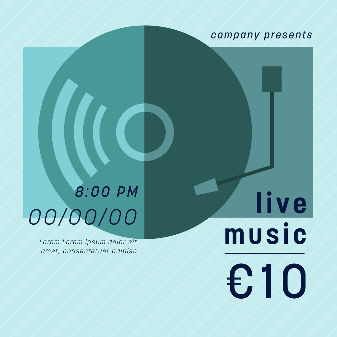 Transparent Event Flyer with Vinyl and Live Music Details