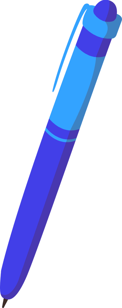 Blue Retractable Pen on Transparent Background