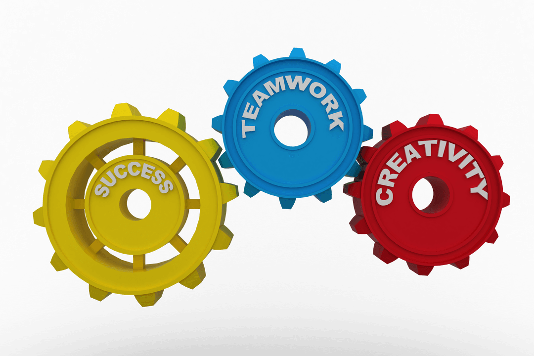 Vector of Transparent Colorful Gears with Motivational Words