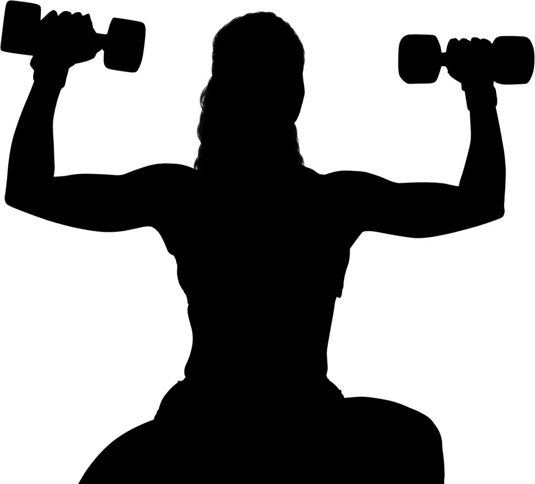 Transparent Silhouette of Woman Lifting Dumbbells in Exercise