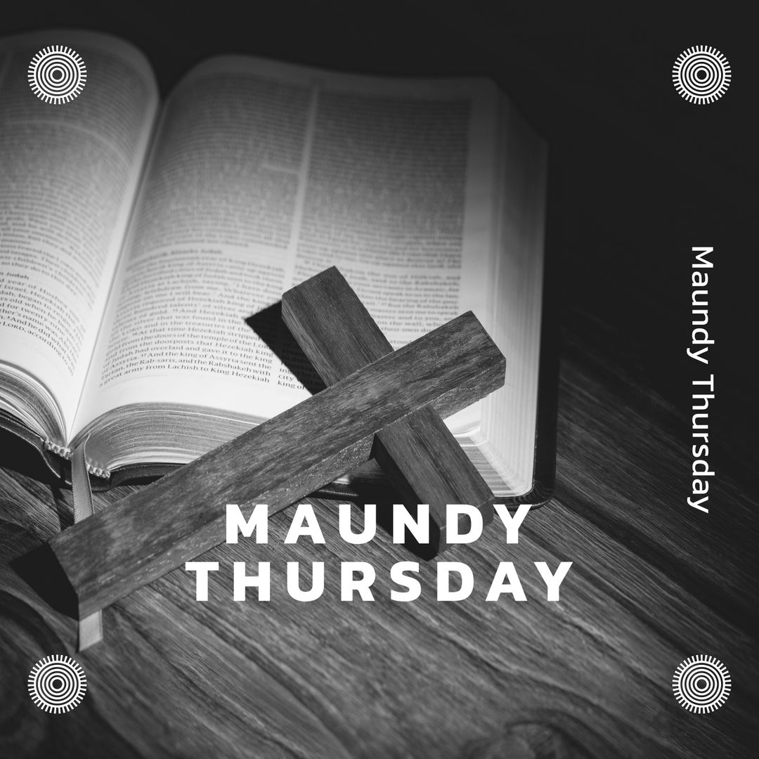 Maundy Thursday Cross and Bible Symbolic Composition